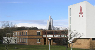 lancaster university chaplaincy centre spire and logo
